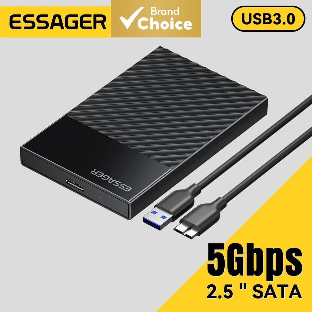 Essager Gabinete SSD/HDD 2,5 Externo SATA USB 3.0 com UASP e TRIM, Cabo Adaptador para Disco Rígido Livre de