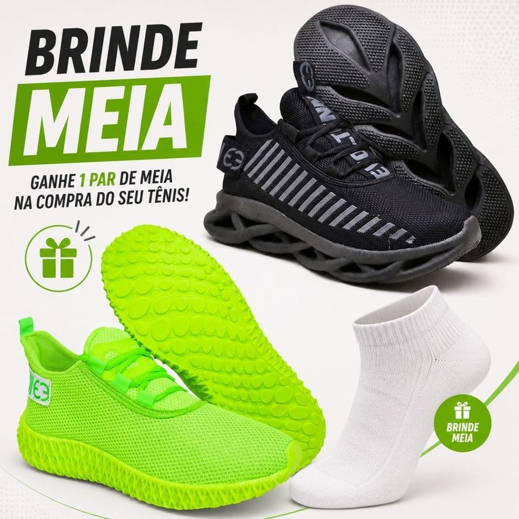 Tênis Esportivo Masculino Kit 2 Pares Feminino Combo Casal Academia Corrida + Brinde Meia