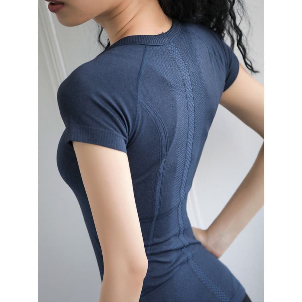 Fitness yoga roupas de manga curta Swlft yoga topo roupas de secagem rápida esportes camiseta feminina apertada respiráv