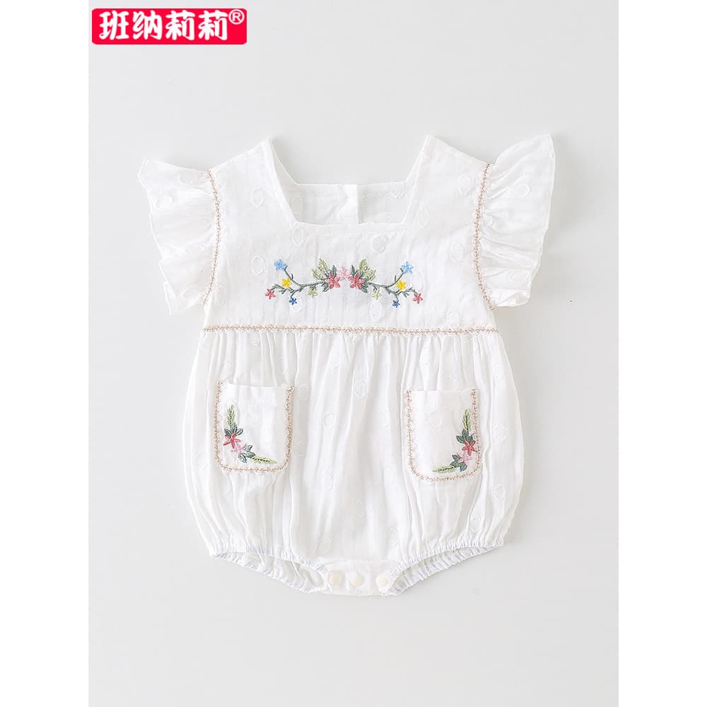 Bebê bebê roupas de verão bebê menina triângulo macacão cem dias ao mês Super bonito macacão roupas de verão doce bonito
