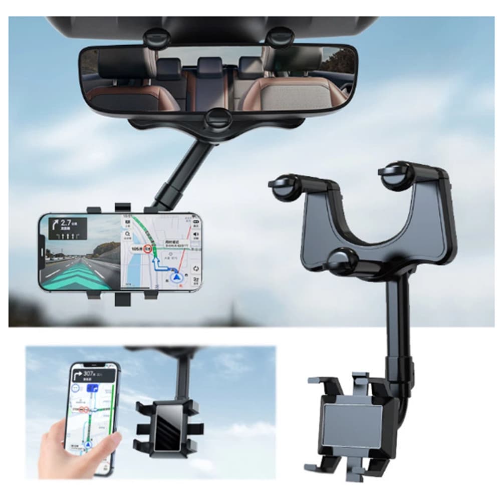 360 ° Suporte De Telefone Para Espelho Retrovisor De Carro Montagem Em E GPS Giratório Ajustável Telescópico Peças Autom