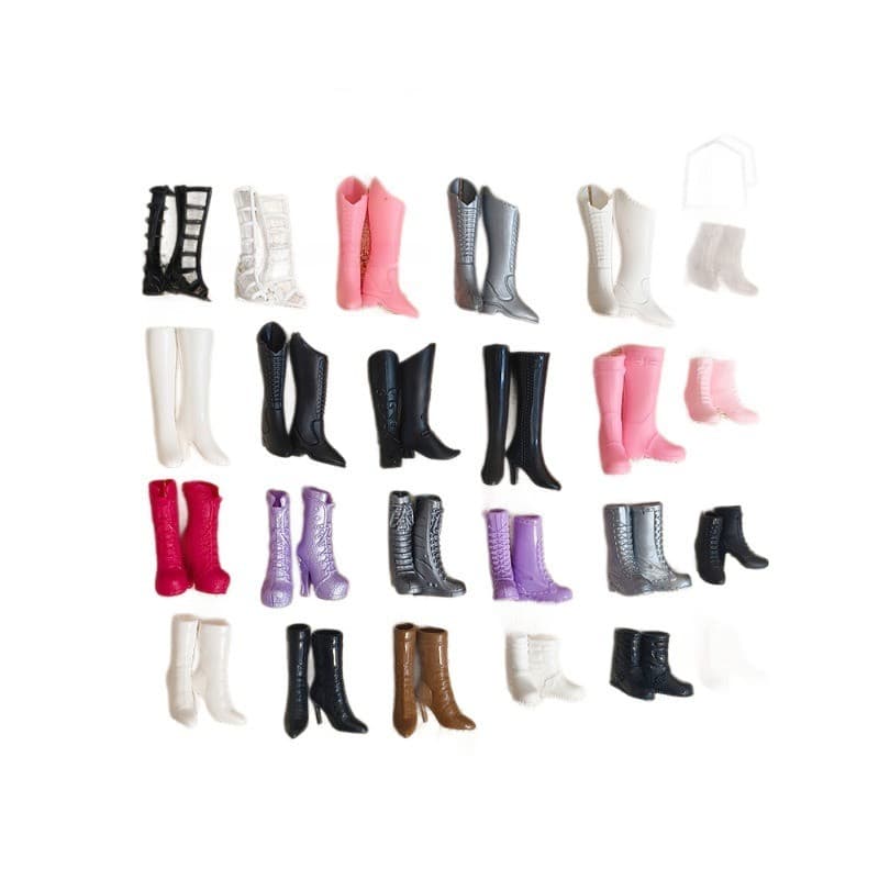 1 Par De Brinquedo De Salto Alto Preto Branco Marrom Botas Longas Sapatos Esportivos Planos Tênis Calçados Para Barbie B