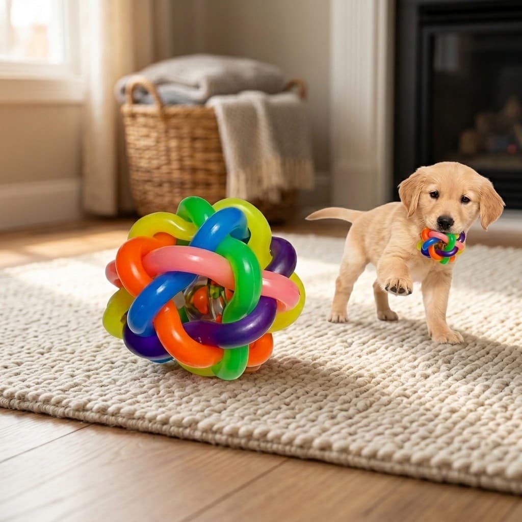 Brinquedo Para Cachorro Bola Mordedora Com Sino Borracha Atóxica Entretenimento Calmo Para Pets Filhotes