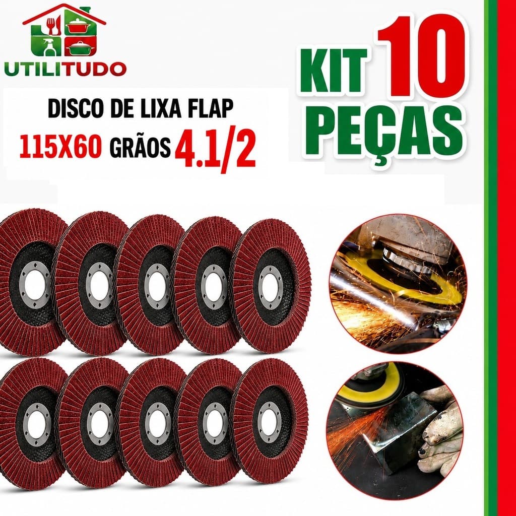 10 un Disco Lixa Flap 60 graos Para Madeira E Metal Esmerilhadeira