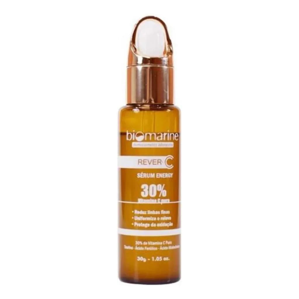 Sérum Facial Biomarine Rever C 30g Vitamina C Pura 30% Ácido Hialurônico Ferúlico Antissinais Antioxidante
