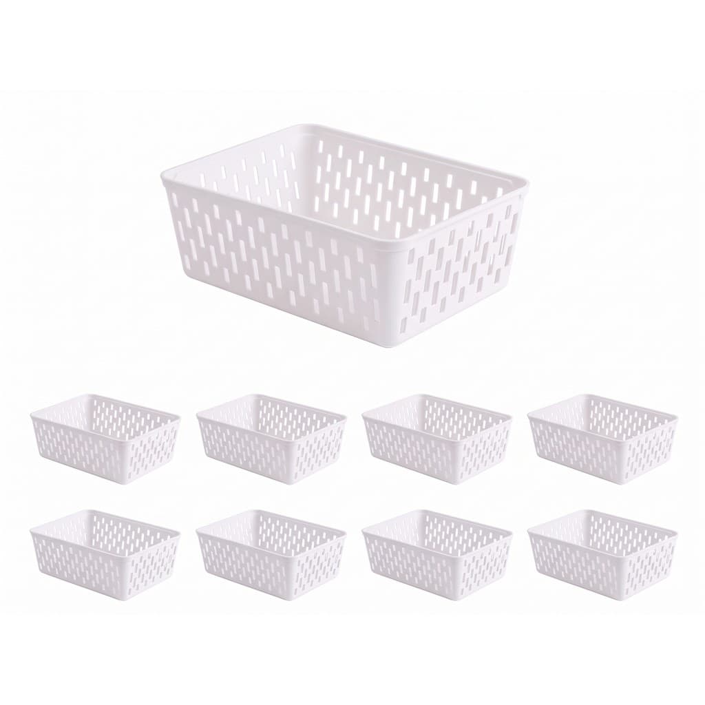 Kit 8 Cestinhas Plásticas Brancas para Remédios Primeiros Socorros e Higiene