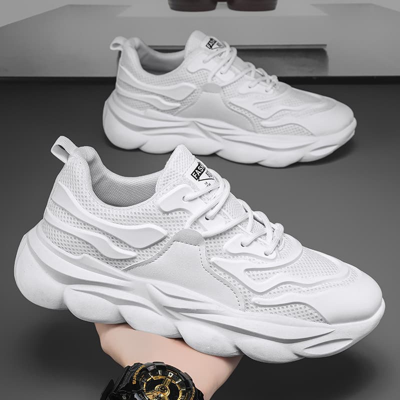 Tênis de corrida leves e respiráveis, tênis esportivos de plataforma com aumento de altura, tênis estilo "dad shoes" ver