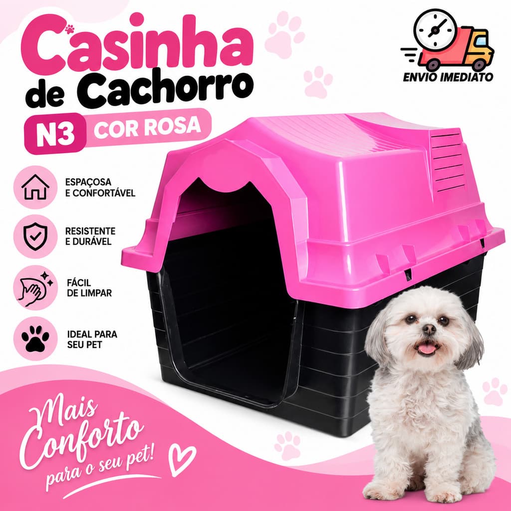 Casinha de Cachorro N3 Casa para Cães Pet House Resistente Confortável Várias Cores