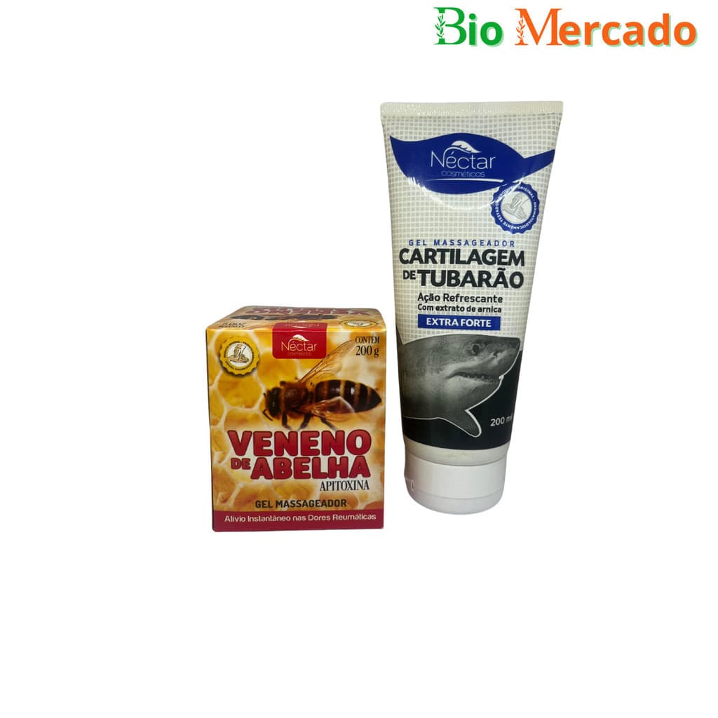 Kit Gel Massageador Abelha - Gel Massageador Cartilagem de Tubarão Extra Forte