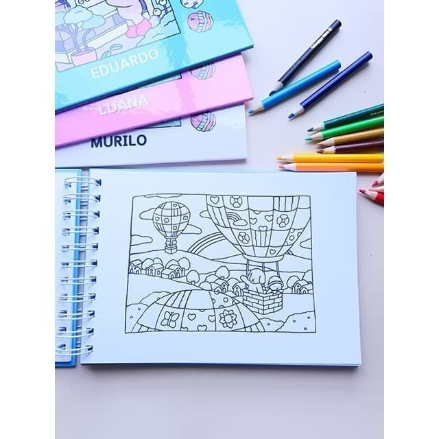 Livro de Colorir Papel 180g Booboo Goods 50 Folhas A5 Ursinhos Fofos para Canetinha Marcador Lápis