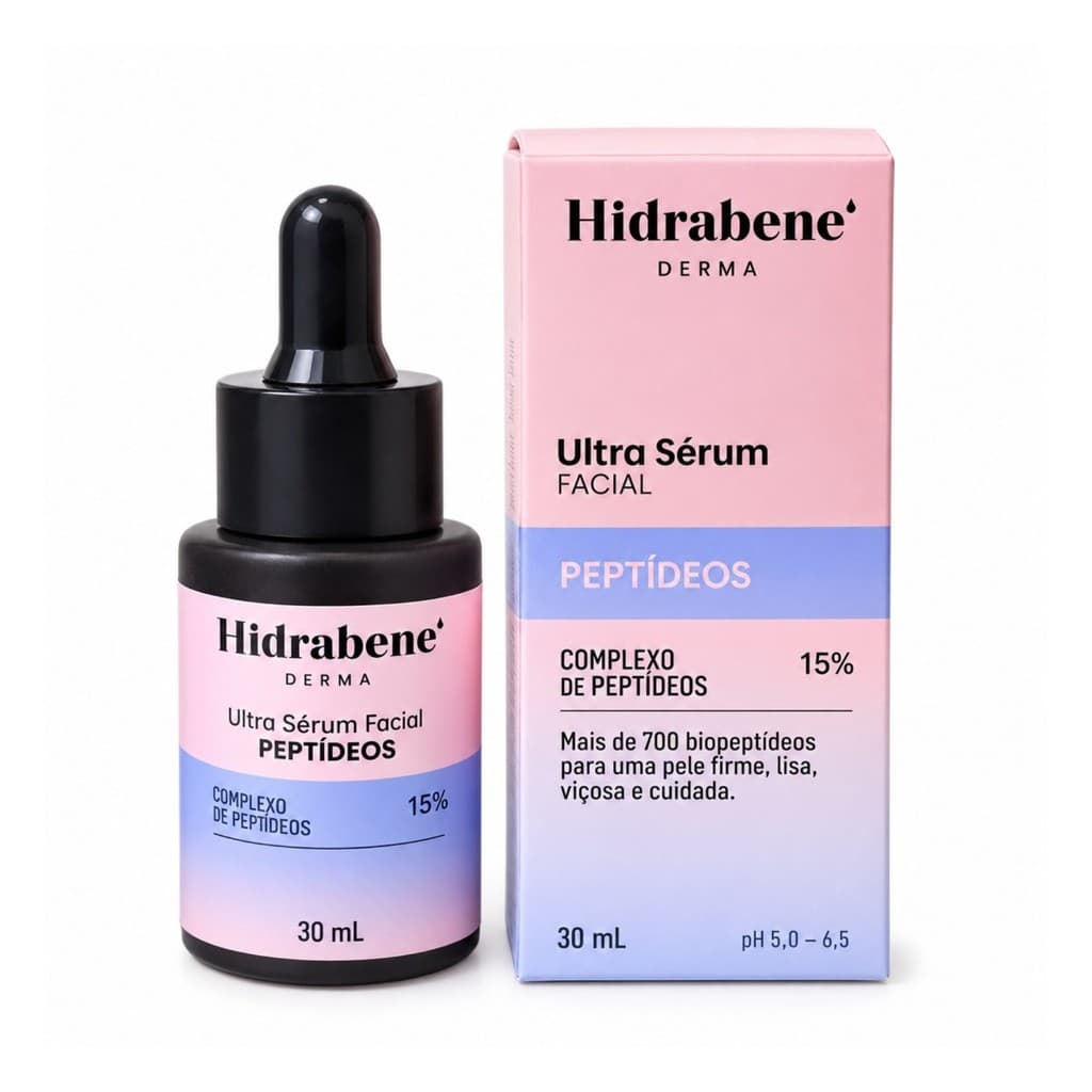 Sérum Facial Peptídeos 15% Hidrabene Ultra 30ml Firmeza Elasticidade Anti-idade Textura Uniforme Vegano