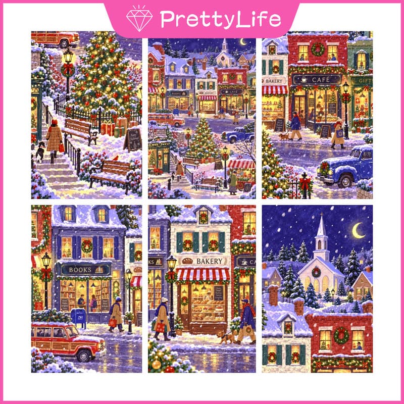 PL Cenário De Natal 5D DIY Pintura De Diamante/A Óleo Digital Ponto Cruz De Cristal Redondo Completo Mosaico Kit De Bord