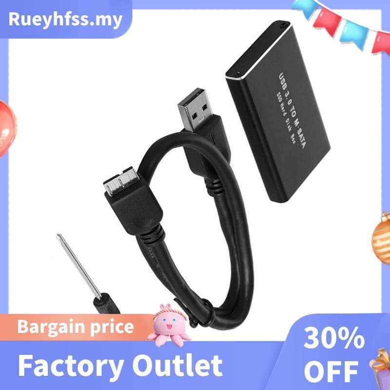 Excelente MSATA Para USB 3.0 SSD Gabinete Disco Rígido Externo Caixa De Armazenamento Adaptador 30x50mm 30x30mm