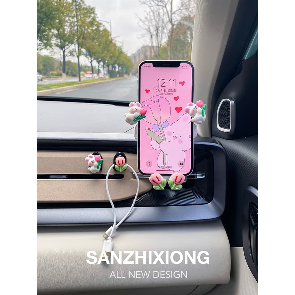 Novo suporte do telefone do carro criativo dos desenhos animados bonito suporte do carro Interior saída de ar navegação 