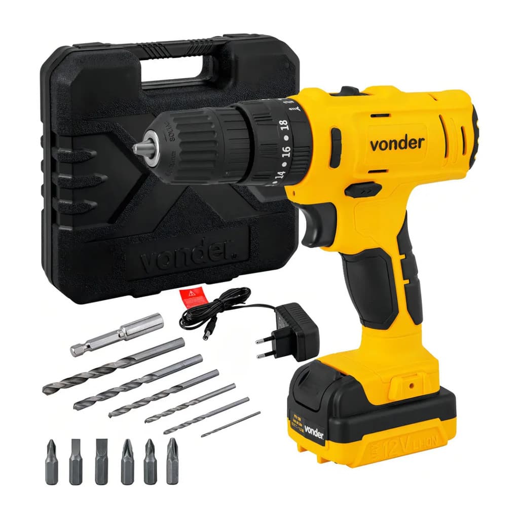PARAFUSADEIRA E FURADEIRA COM IMPACTO VONDER PFV120I 18 NIVEIS 