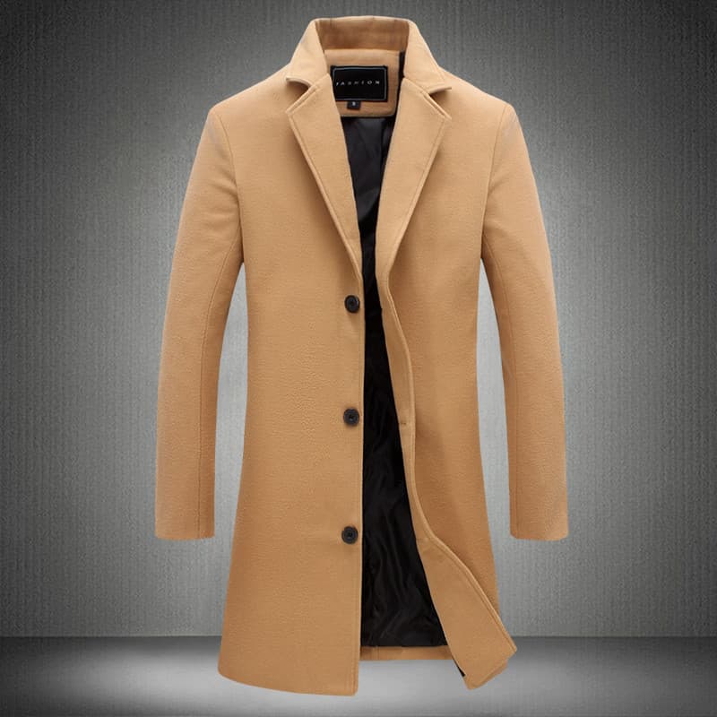 Casaco masculino de outono e inverno, casaco masculino slim-fit de comprimento médio, jaqueta masculina, terno masculino