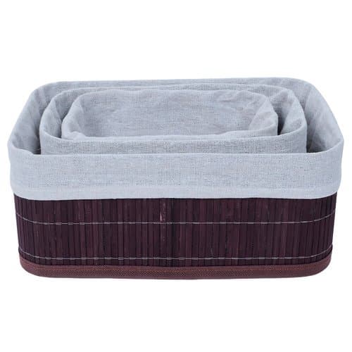 🔥Jogo Cestos Organizadores Bambu Dark Lehaví Multiuso Decorativo Organizador Cozinha Banheiro Quarto