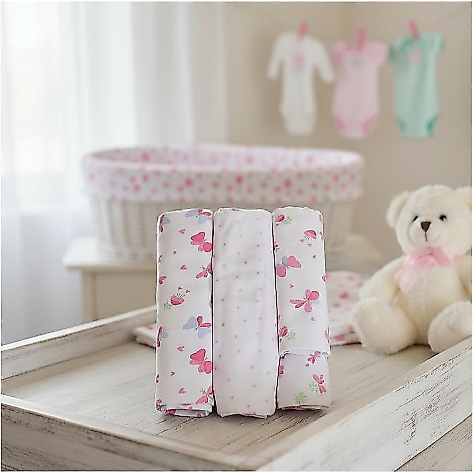 Kit 3 Cueiros Enxoval Mantinha Estampado Para Bebê Recém Nascido Menino e Menina
