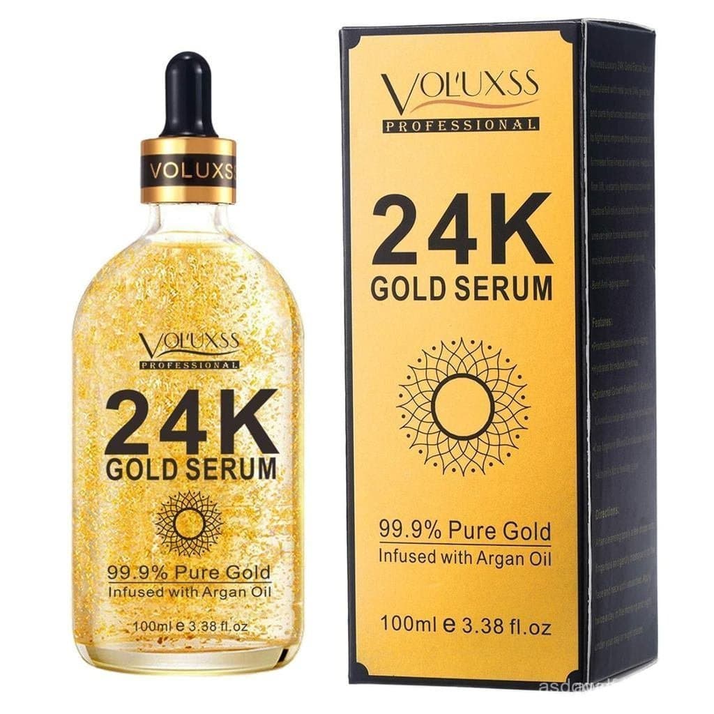Sérum Facial de Ouro 24K, Sérum Hidratante Anti-Idade para Clareamento da Pele com Vitamina C, Ácido Hialurônico e Óleo 