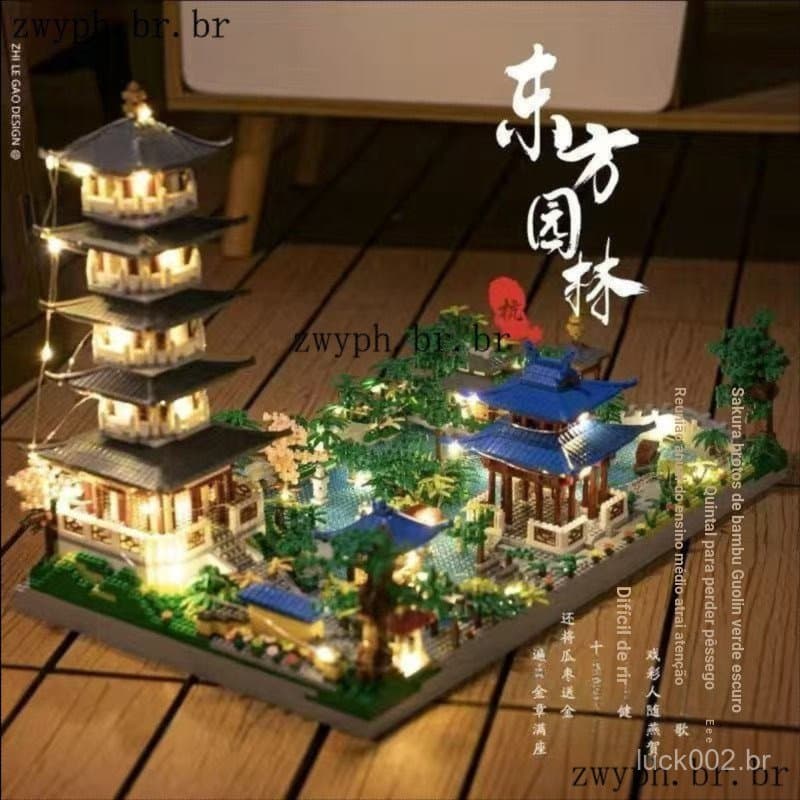 Compatível com blocos de montar de micropartículas Lego China Suzhou Street View Garden, brinquedos de blocos DIY + luze
