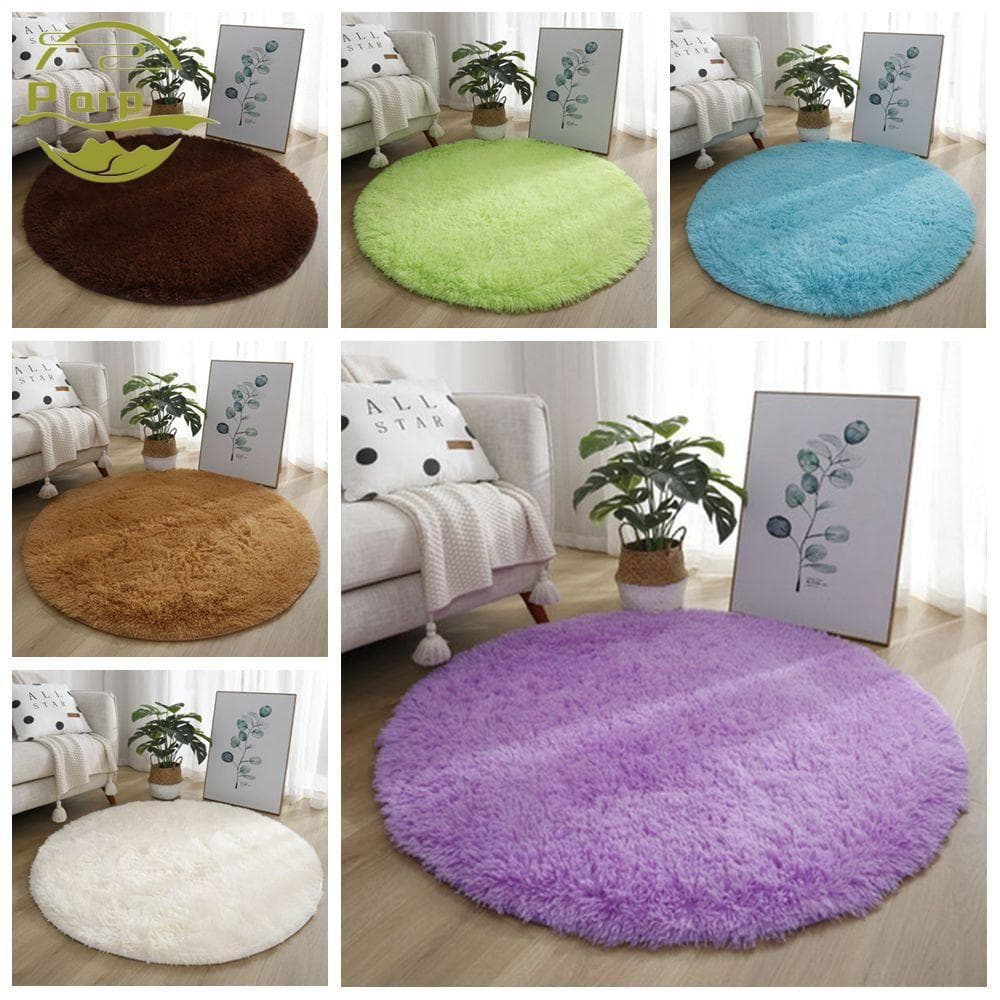 PARPERTY1 Tapetes Para Sala De Estar , Tapete Redondo De Pelúcia Macio De 40 Cm Antiderrapante Espesso Pés De Cor Sólida