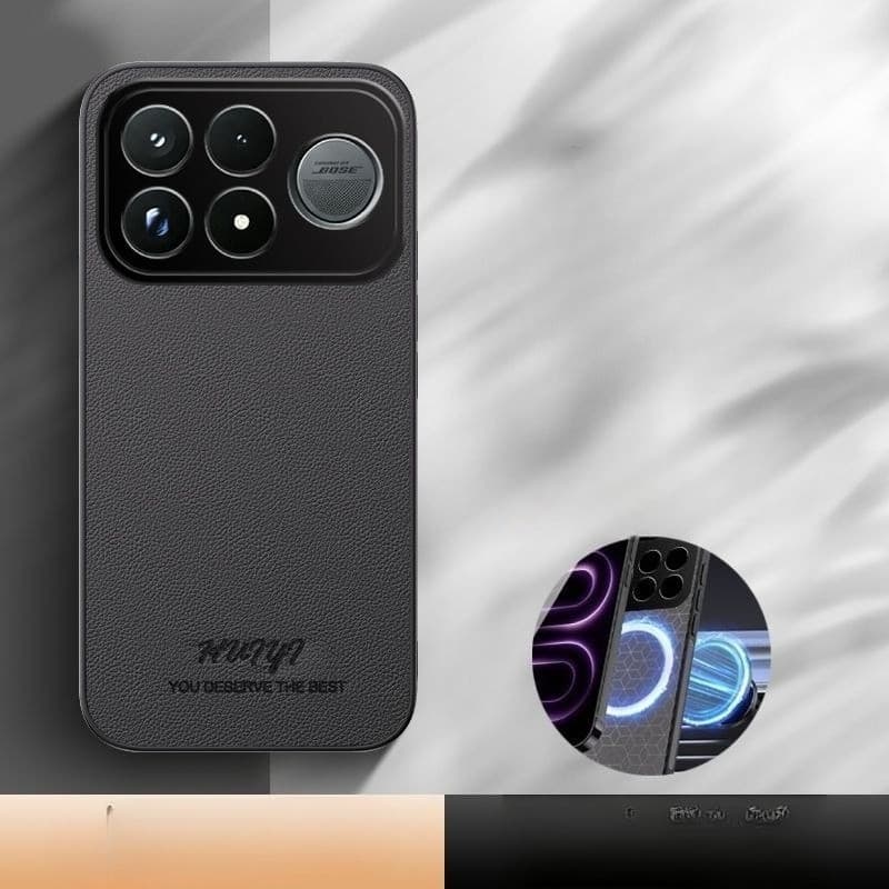 Capa Magnética De Carro Embutida Para POCO F9 Ultra Luxo Couro Fosco Moldura Macia Câmera Protetora Traseira Redmi K100 