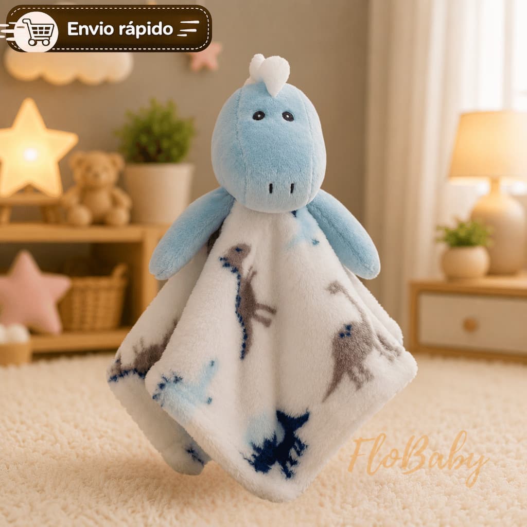 Naninha Dinossauro com Prendedor de Chupeta Menino Menina – 30 x 30 cm - Pelucia Dino