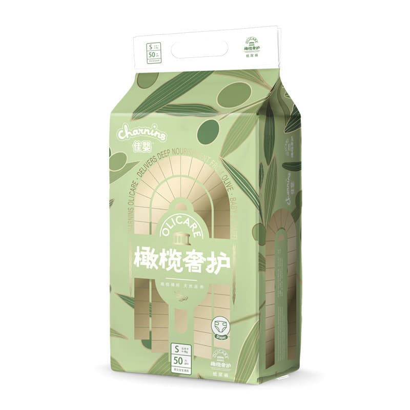 JiaYing Olive Luxury Care Skin-Friendly Soft Respirável Fraldas Calças Bebê Recém-Nascido Bolha W