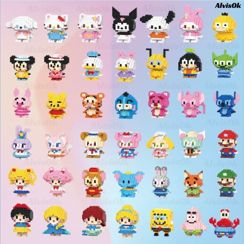 Brinquedo Educativo de Blocos de Construção para Crianças, Brinquedos de Animais, Mini Brinquedos de Anime ELVC