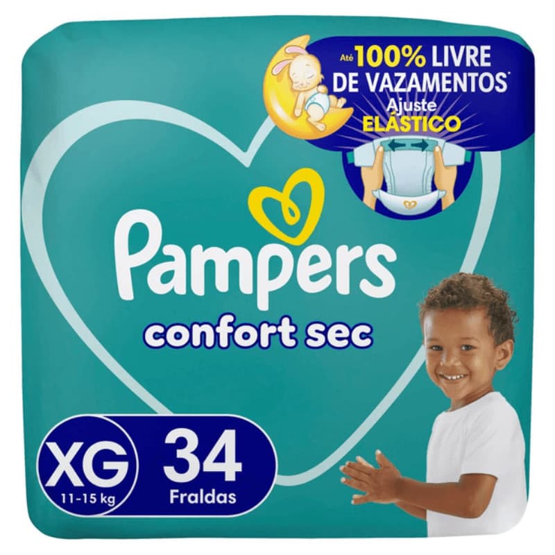 Fralda Pampers Confortsec Mega XG 34 unidades