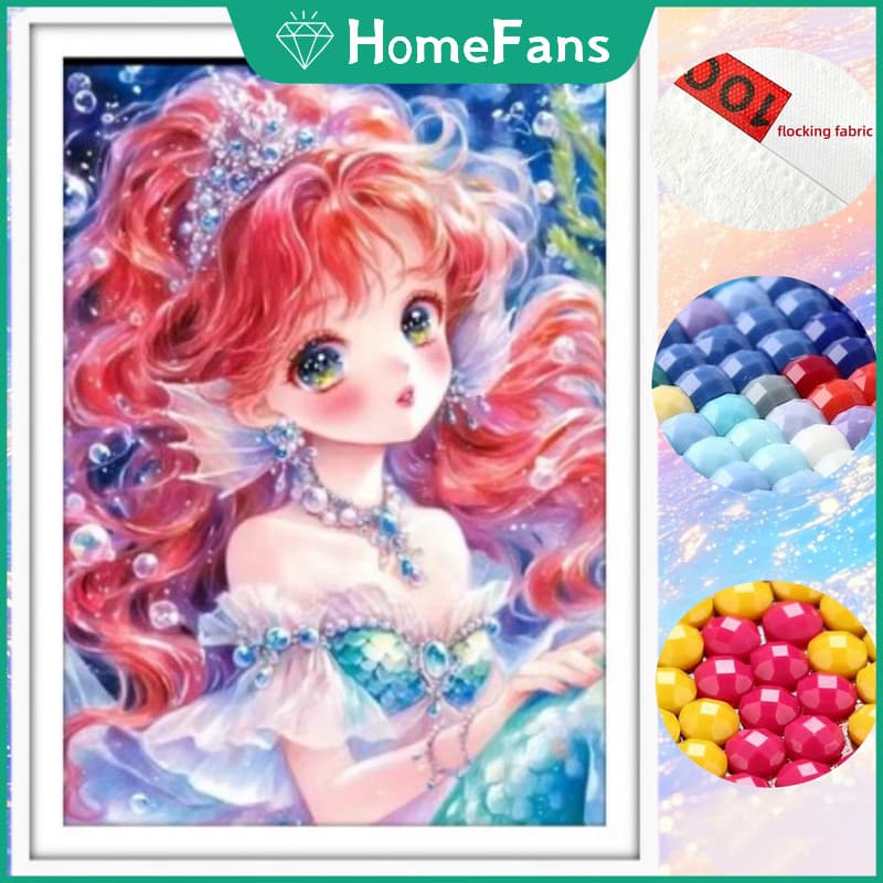 HF Tecido Flocado Atualizado Sereia Princess 5D DIY Quadrado Pintura Diamante Redondo Strass Ponto Cruz Decoração De Par