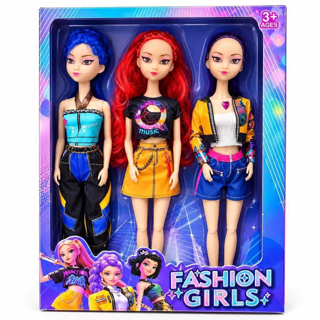 Kit 3 Bonecas K-Pop 30cm Articuladas Musicais Rumi Mira Zoey