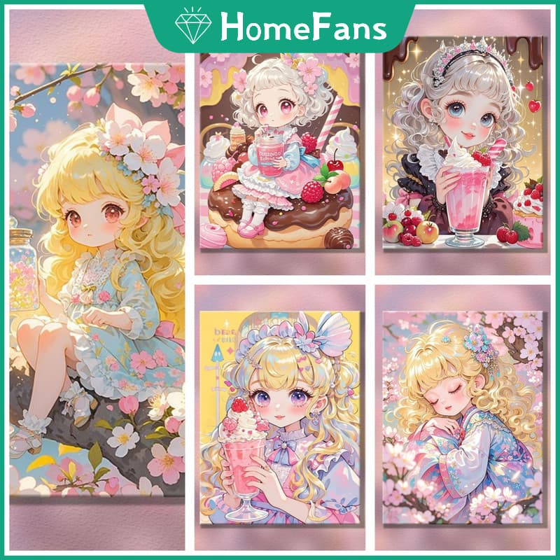 Hfsweetheart Girl 5D DIY Quadrado Pintura Diamante Redondo Strass Ponto Cruz Decoração De Parede De Casa Kits De Artesan