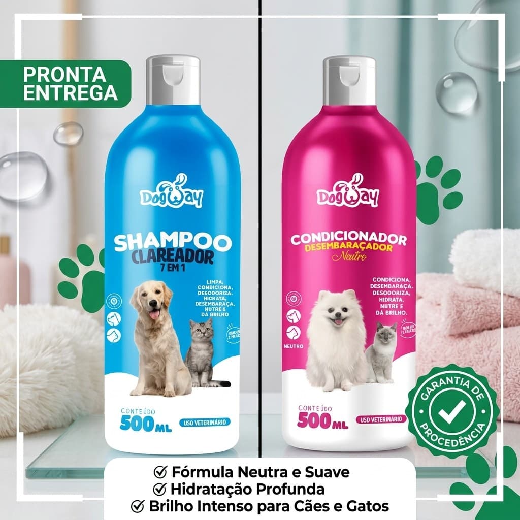 Shampoo Para Cachorro E Gato Dog Way Kit shampoo E Condicionador Seu Pet Mais Limpo E Cheiroso