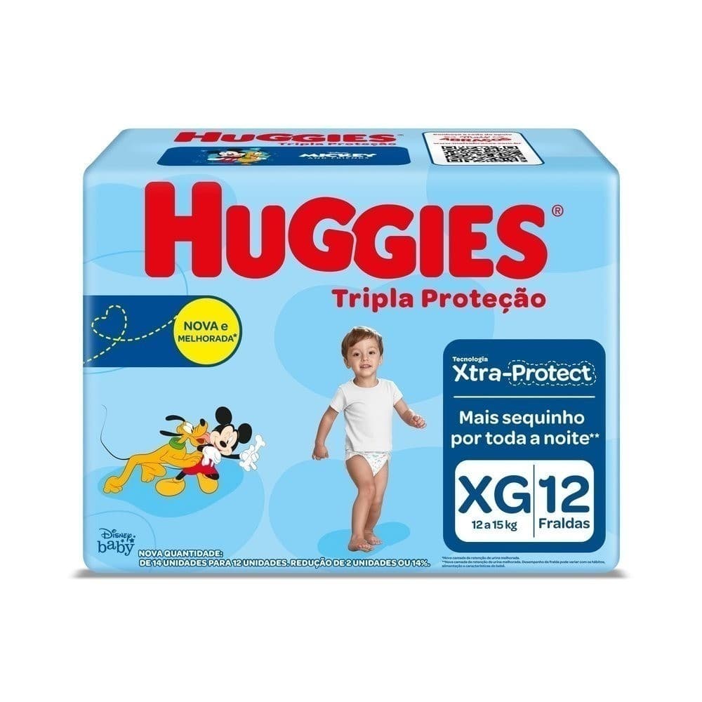 Fralda Huggies Tripla Proteção Jumbinho Xg Com 12 Unidades