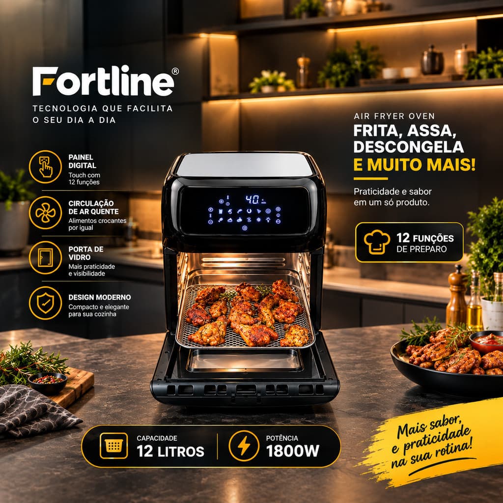 Fritadeira Air Fryer Oven Suggar 12 Litros Digital 1800W 220V