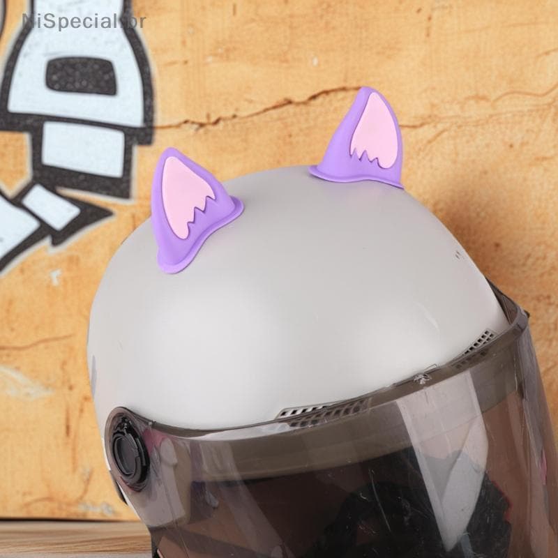 [Nis] Capacete De Motocicleta Decorações De Orelha De Gato Acessório Para Scooter Bicicleta Adesivo Moto Skate Ciclismo 