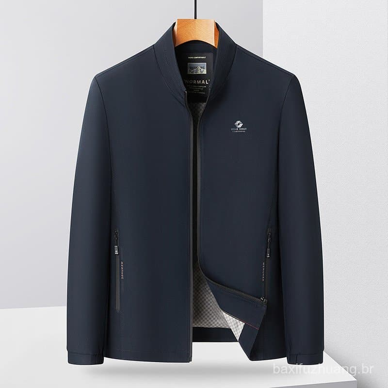 Jaqueta masculina de lã com capuz primavera outono novo estilo jaqueta masculina Casual de meia-idade.