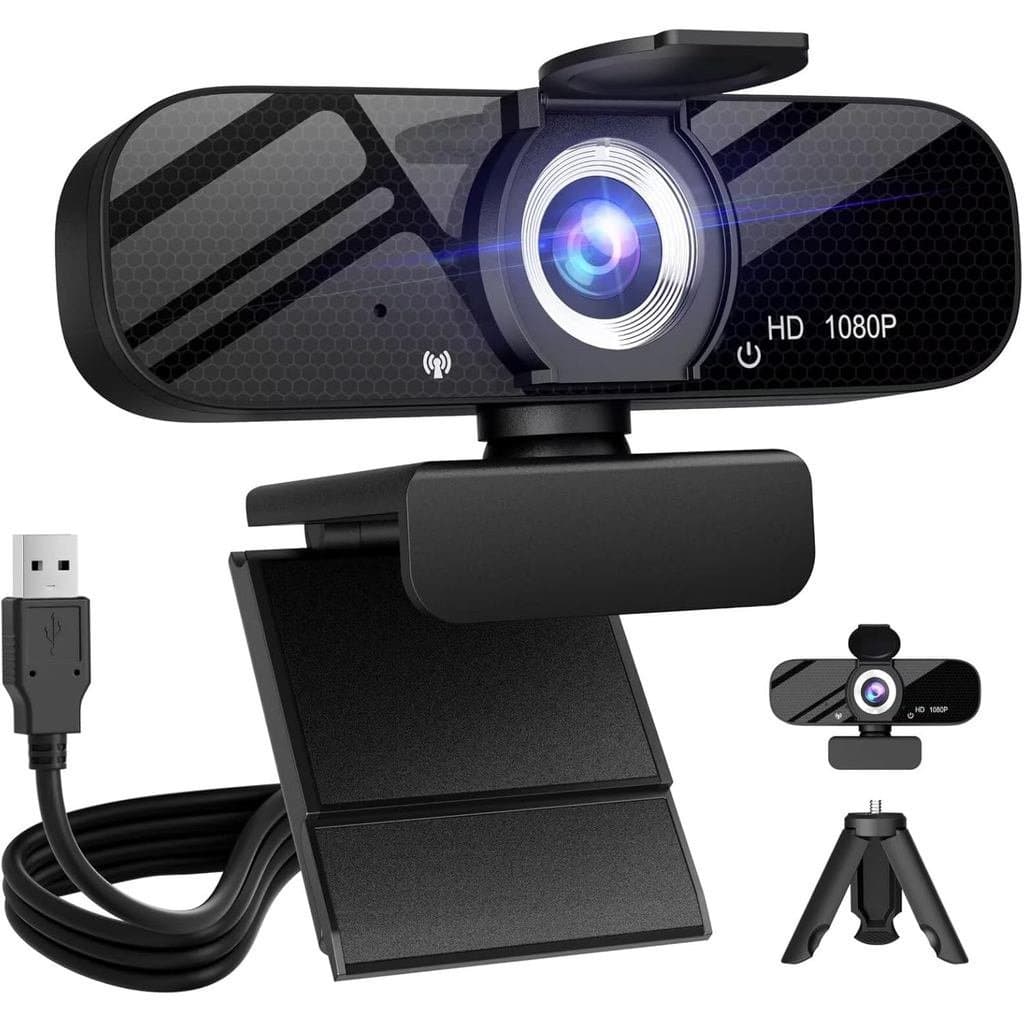 Webcam Tewiky Full HD Com Microfone Embutido E Tripé Giratório , Vídeo 1080P Câmera Grande Angular , Capa De Privacidade