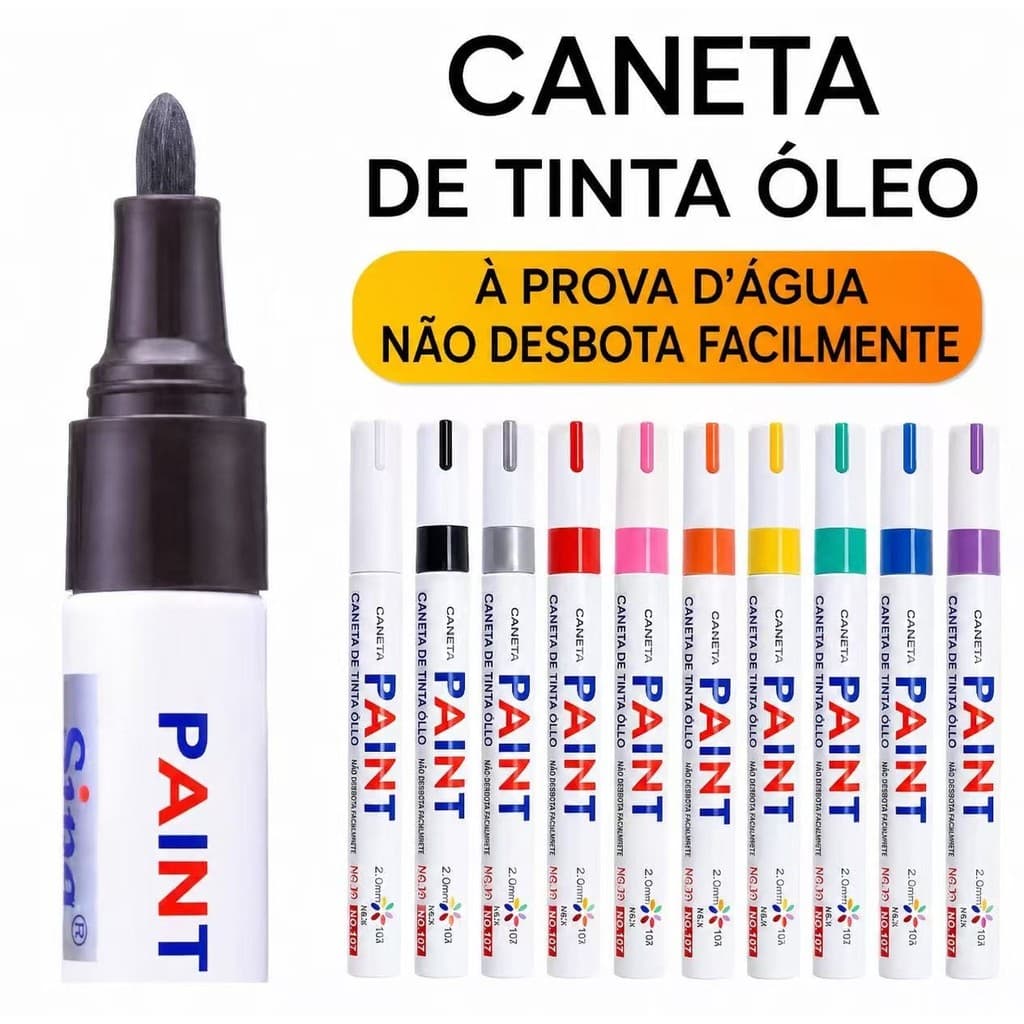 Caneta Paint Original Reparadora Pintura Automotiva Permanente Tira Riscos Carro Moto Retoque de Placa Tênis Pneus ANJIN