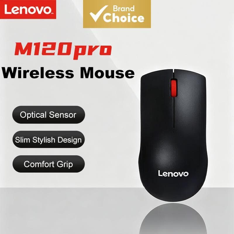 Mouse Óptico Sem Fio Lenovo M120 Pro 1000DPI com Receptor USB Integrado M120Pro Sem Fio