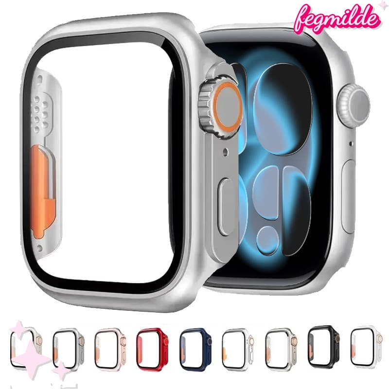 Capinha Capa Case Com Vidro PC Para Relógio Smartwatch Apple Watch IWatch Serie 11 10 9 8 7 6 SE 3 2 41 46 45 42mm 38mm