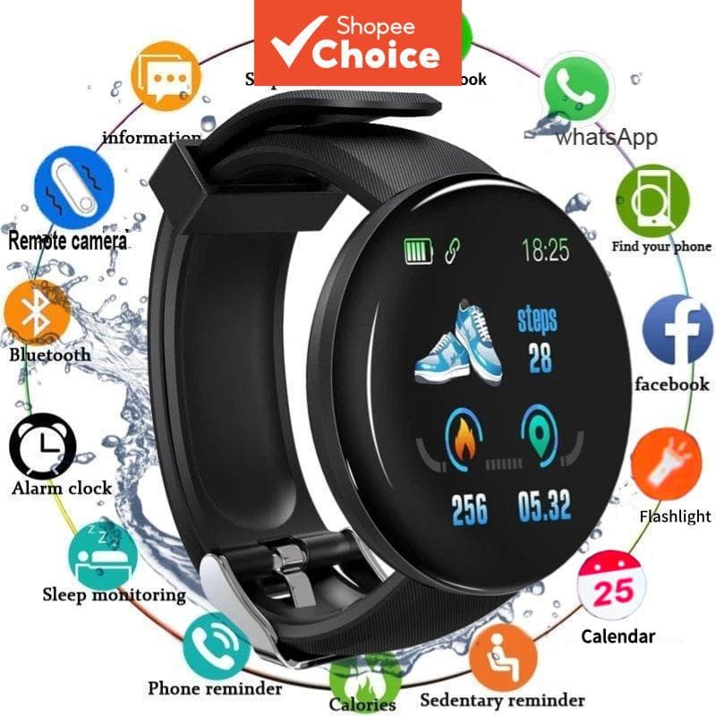 D18 Digital Bluetooth Smart Watch Fitness Pulseira Para Todos Os Telefones