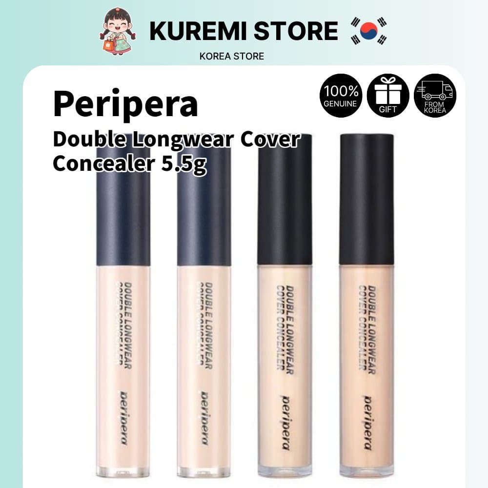 Peripera Double Longwear Cover Concealer 5.5g-Maquiagem Base Líquida De Alta Cobertura
