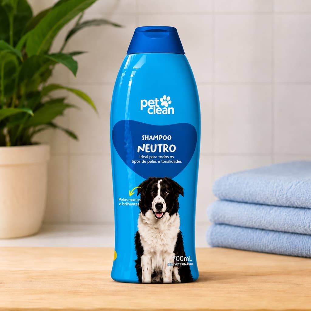 Shampoo Neutro para Cães e Gatos Pet Clean 700ml - Para Todos os Tipos de Pelagem