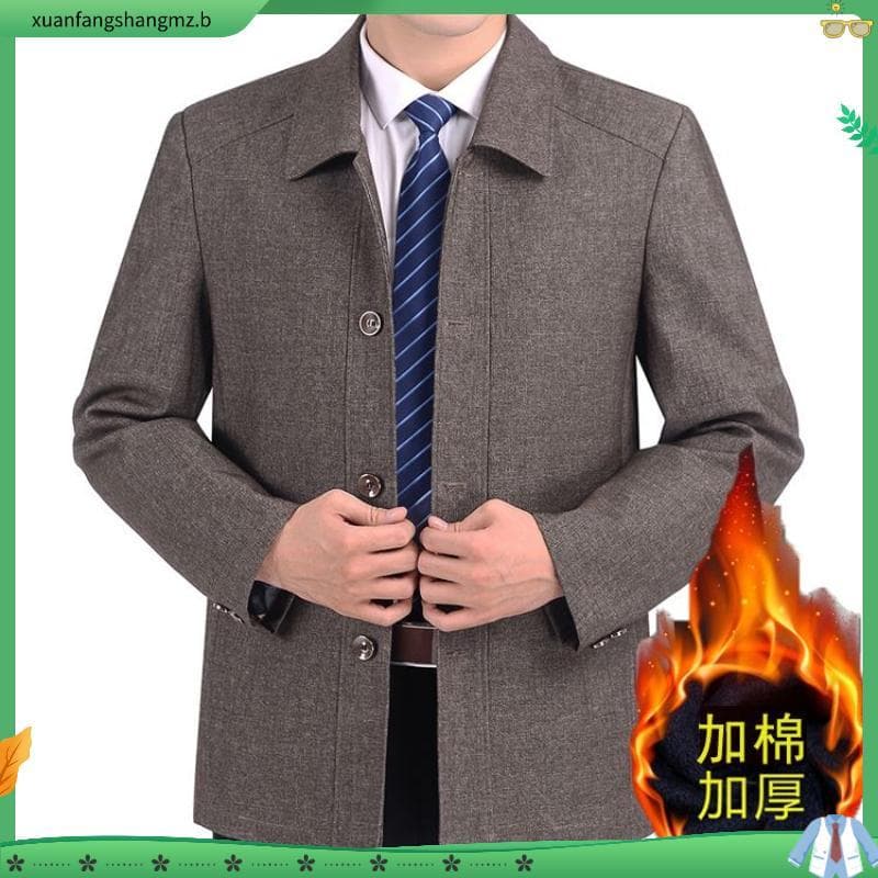  Casaco de algodão masculino de meia-idade lapela pai usar primavera outono jaqueta masculina idosa de meia-idade outono