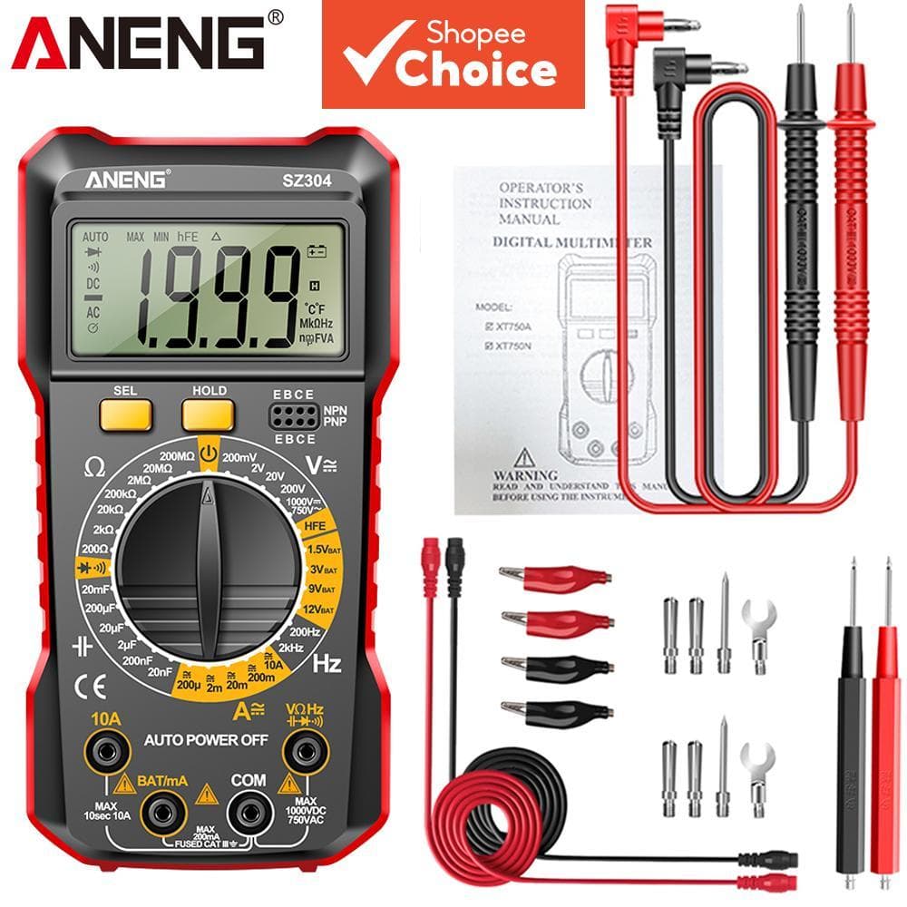 Conjunto De Multímetro Digital ANENG SZ304 De Uma Peça , True RMS 2000 Contagens Portátil AC DC Testador De Tensão E Res