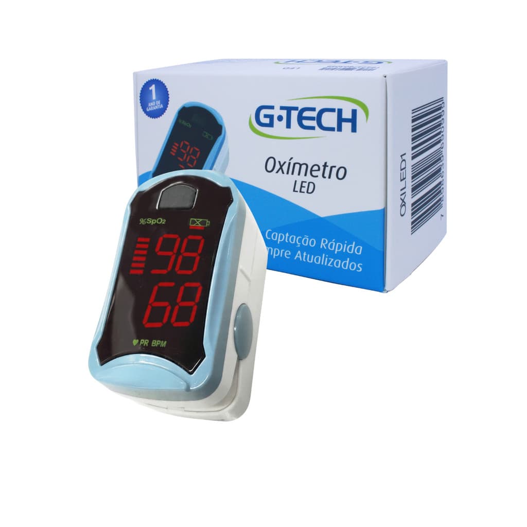 OXIMETRO DE DEDO ADULTO LED G-TECH — SPO2 E FREQUÊNCIA CARDÍACA