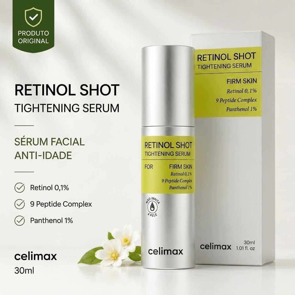 Celimax Retinol Shot Sérum Facial 0,1% Retinol Anti-Idade Firmador Peptídeos 30ml