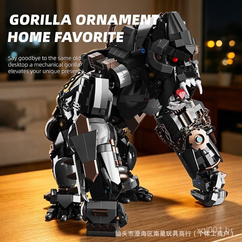 Compatível com blocos de montar Lego, modelo de gorila mecânico dark cyberpunk, brinquedo educativo para adultos.